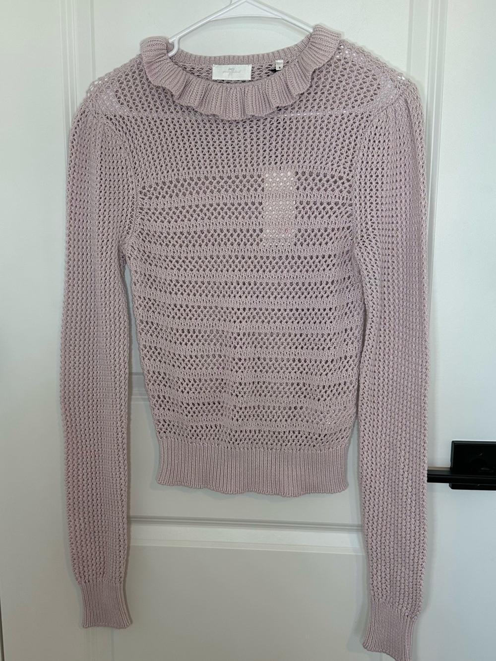 7 For All Mankind Open-Knit Ruffle-Neck Sweater